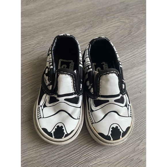 Vans Other - VANS Star Wars‎ Toddler Size 4 Stormtroopers Slip On Black White